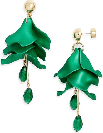 Nordstrom Petal Chandelier Drop Earrings in Dark Green- Gold at Nordstrom