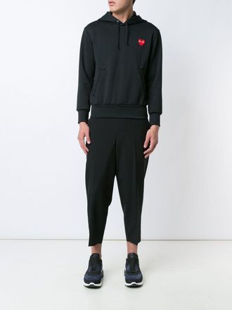 Comme Des Gar&ccedil;ons Logo-Embroidered Cotton Hoodie - Black