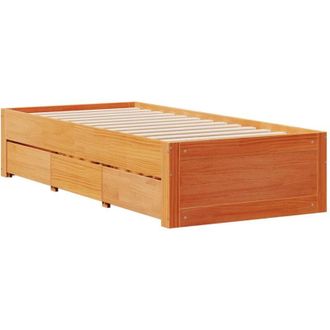 vidaXL Cama Sin Colch&oacute;n Con Cajones Madera De Pino Marr&oacute;n 75x190 Cm Vidaxl
