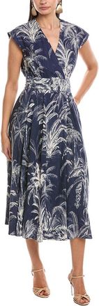 Marella A-Line Belted Linen-Blend Wrap Dress