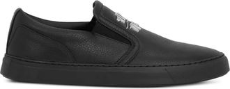 Philipp Plein Leren slip-on sneakers met reli&euml;f - Zwart