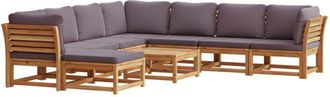 vidaXL Juego De Muebles Jard&iacute;n 9 Pzas Con Cojines Madera Maciza Acacia Vidaxl