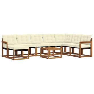 vidaXL Conjunto De Sof&aacute;s De Exterior Con Coj&iacute;n 9 Pcs Natural Y Crema Vidaxl