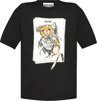 Moschino logo-print t-shirt - women - Cotton - M - Black