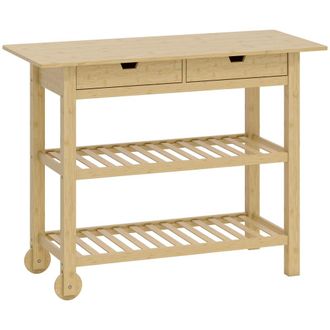 HOMCOM Carrito de cocina 100x43x75 cm madera natural