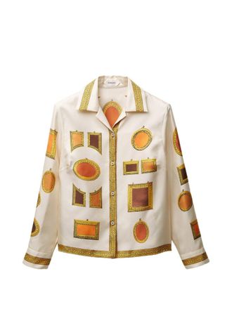 Versace Silk And Nylon Top With Geometric Patterns And Gold Detailing