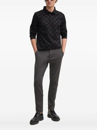 Joop Poloshirt met patroon en lange mouwen - Zwart