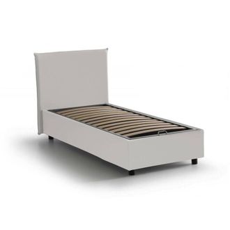 Dmora Talamo Italia Letto singolo Celestina, Letto contenitore con rivestimento in ecopelle, 100% Made in Italy, Apertura frontale, adatto per materasso Cm