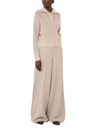 Max Mara Lurex-Embellished Mesh Knit Sweater - Beige