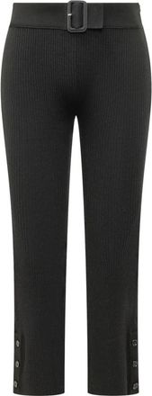 Courr&egrave;ges Capri Ribgebreide Broek - Dames - Vrijetijds broeken - Zwart - M - Polyester - Broeken