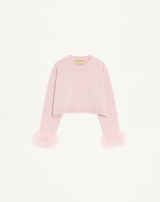 Valentino Maglia In Cashmere Con Piume Donna ROSA XL