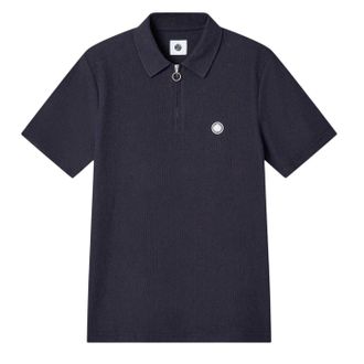 Pretty Green Heren Islington Quarter Zip Regular Poloshirt (Marine)