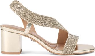 Carvela Womens Gala Block Jewel Wide Fit Sandals - Gold Fabric - Size UK 4