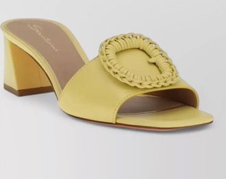 Santoni leather asymmetric heel mules