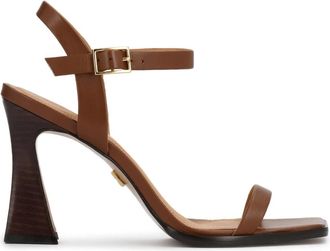 Kazar bruine sandalen met een unieke hak - Dames - Sandalen met hakken - Bruin - 36 EU - Leer - Schoenen