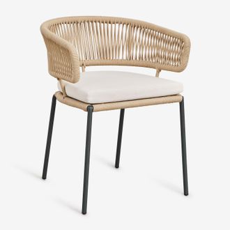 Sklum Sklum - Pack De 2 Sillas De Comedor En Hierro Y Cuerda Trenzada Calipso