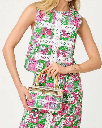 Lilly Pulitzer Annaleese Sleeveless Cropped Top In Cherry Blossom Pink Chicken Check