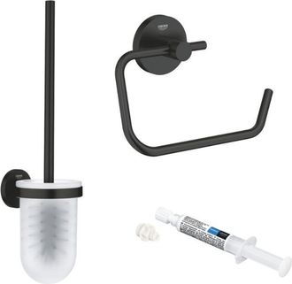 GROHE Dispensador De Papel De Pared + Escobillero Grohe Start Negro Mate + Pegamento Grohe Quickglue