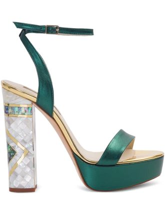 Freya Rose Arte ankle-strap heeled sandals - women - Calf Leather/Kid Leather/Calf Leather - 39 - Green