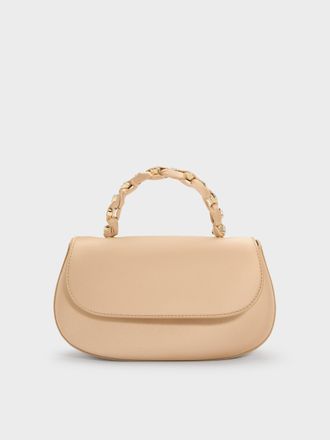 Charles & Keith Eilian Satin Braided Top Handle Bag