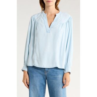 Rails Fable Split Neck Chambray Top in Light Vintage at Nordstrom Rack, Size Xx-Small
