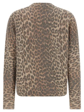 Ganni Leopard-Print Intarsia Sweater - cream