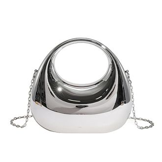 Generic Cymwer Women Acrylic Trendy Evening Clutch Purse Elegant Handbag for Prom Party(Silver) (Silver)