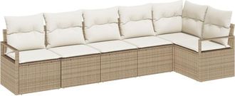 vidaXL Garden Sofa Set 6 pcs Beige Poly rattan Vidaxl