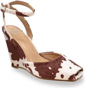 Chase + Chloe by Intouch Footwear Peep Toe Wedge Sandal in Brown Cow at Nordstrom Rack, Size 5.5