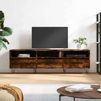 vidaXL Vidaxl - Mueble De Tv Madera Contrachapada Roble Ahumado 150x30x44,5 Cm