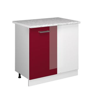 Vicco Mueble Esquinero Universal R-line, Rojo Burdeos Alto Brillo, 86 Cm Con Puerta, Con Encimera Vicco