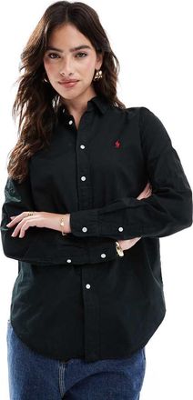 Polo Ralph Lauren Camicia vestibilit&agrave; comoda nera con logo-Nero