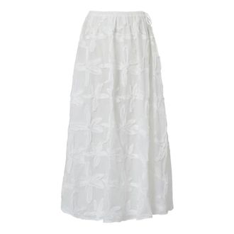 Farm Rio Farm Rio - Daisy 3D bloemen geborduurde maxirok - Dames - Rokken - Wit - Maat: XS Katoen