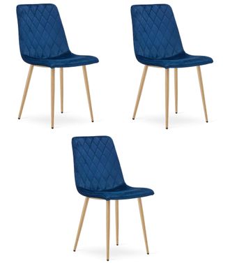 OEM Silla Turin - Terciopelo Azul Marino / Patas Color Madera X 3