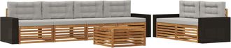 vidaXL Conjunto De Sof&aacute;s De Exterior 7 Uds. Natural Y Gris Claro Vidaxl