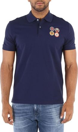 Roberto Cavalli Mens Indigo Slim Fit Cotton Polo Shirt, Size Medium