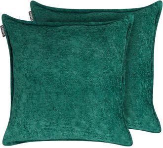 Beliani Conjunto De 2 Cojines Decorativos Cuadrados 50 X 50 Cm Verde Verpis