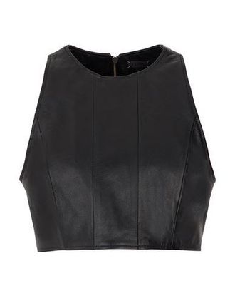 8 by YOOX LEATHER HALTER CROP TOP