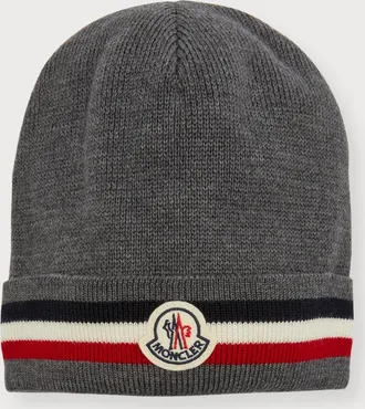 Moncler Men & apos;s Tricolor Logo Beanie