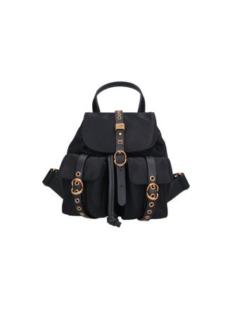 Pinko Black Compact Studs Leather Backpack