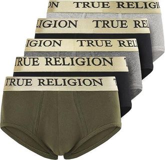 True Religion Briefs Soft Cotton Underwear Pack of 5 in Black/grey/olive/charcoal at Nordstrom, Size Medium