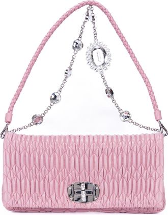 Miu Miu Pre-owned Womens Crystal Cloque Shoulder Bag - Pink - One Size