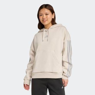 adidas Kapuzensweatshirt ADIDAS SPORTSWEAR HOLIDAY 3-STREIFEN FLEECE HOODIE, Damen, Gr. XS, wonder aluminium, silber metallic, Obermaterial: 55% Baumwolle, 3