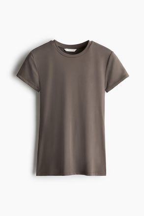 H&M Figurnahes T-Shirt aus Mikrofaser - Beige