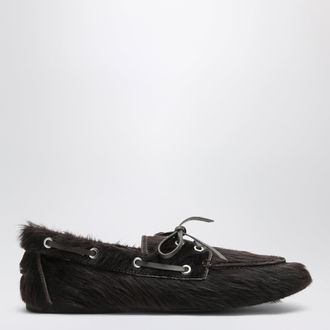 Senso Brown Bateau boat loafers in calf hair
