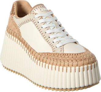 Chlo&eacute; Nama Leather & Suede Wedge Sneaker