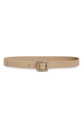 Nordstrom Mila Leather Belt in Taupe- Gunmetal at Nordstrom, Size Medium
