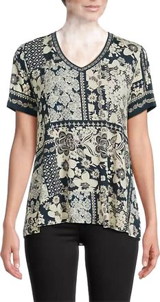 Johnny Was Janie Favorite Short Sleeve V-Neck Swing Tee In Biyalla