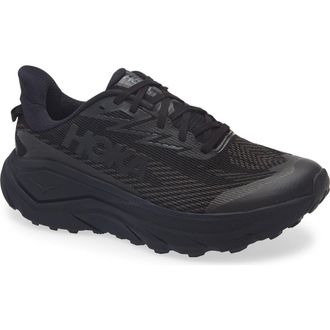 Hoka One One Challenger 8 GTX Gore-Tex Waterproof Trail Running Shoe in Black /Carbon Black at Nordstrom, Size 10.5