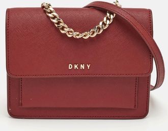 DKNY Dkny Bryant Park Burgundy Saffiano Leather Flap Crossbody Bag